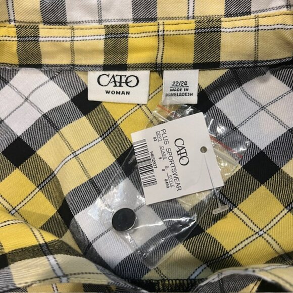Cato NWT V-Neck Button Down Plaid Blouse Size 22/24 - Picture 10 of 10